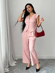 Nes Sport Women Two-Piece Outfits - 粉色 - 查看 6