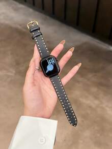 1件馬蹄扣微纖維材質人造皮革錶帶，適用於 38/40/41/42/44/45/49mm Ultra/Ultra2/SE/SE2/9/8/7/6/5/4/3/2/1 - 鉚釘皮革 - 查看 7