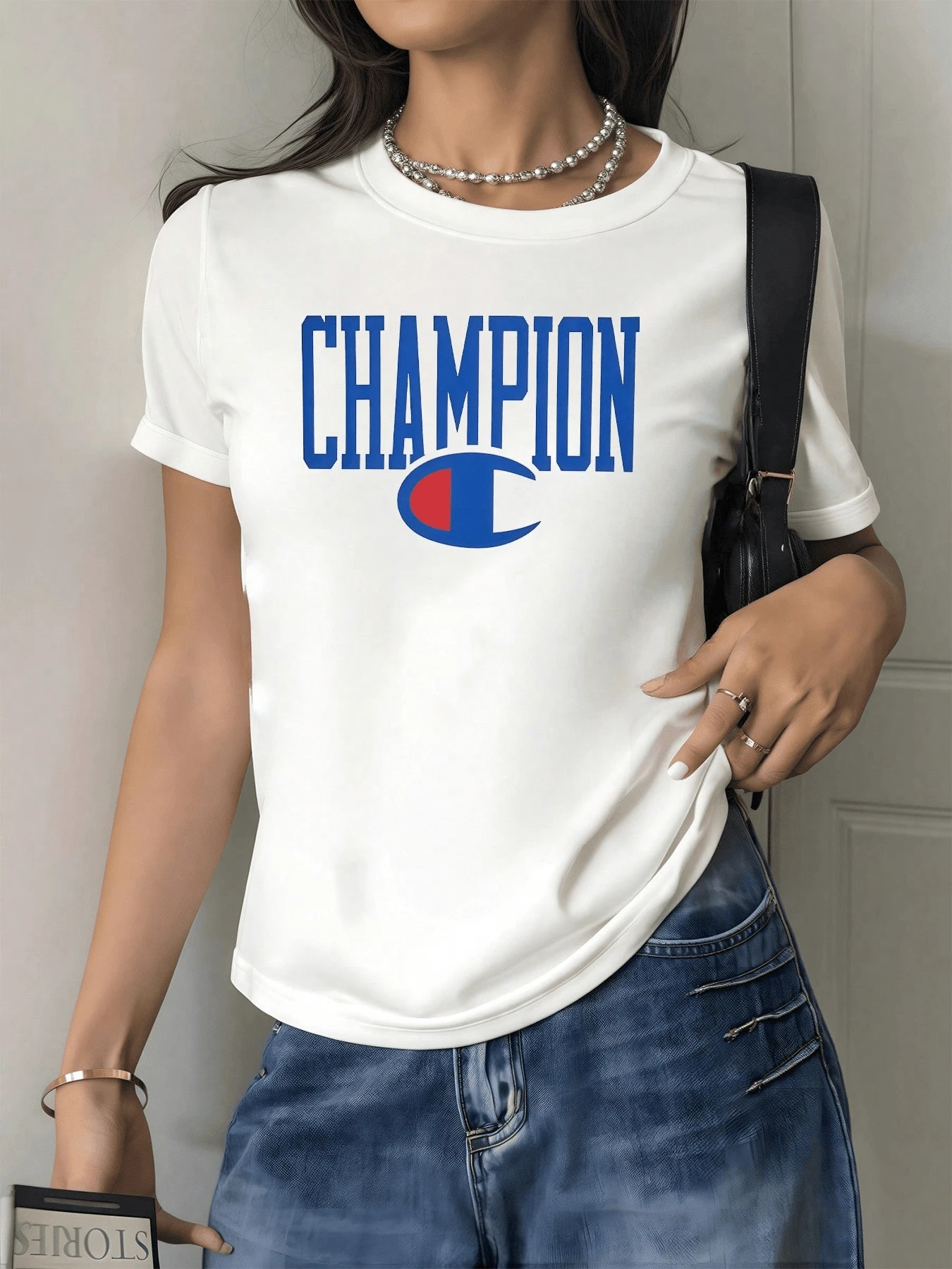 A Symbol Representing Inner Strength And Confidence, Featuring A Prominent Letter That Inspires Resilience And Positive Energy, Perfect For Highlighting A Modern, Stylish, Casual Women's T-Shirt. - 白色 - 查看 1