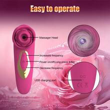 1pc Rose Suction Vibrator, 5-Speed Powerful Suction And G-Spot Suction Toy, Body  Silicone, Nipple And Clitoral Stimulation, Vaginal Licking Toy, Female Adult Sex Toy, Couple Valentine'S Day Gift - 高級玫瑰 - 查看 5