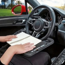 1Pc 2-In-1 Black Steering Wheel Tray. Sturdy Hard Plastic, Durable And Anti-Deformation. Holds Meals, Laptops And Drinks. Easy To Mount, Fits Most Cars For Parking Use. - Multicolor - View 2