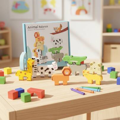 1 Set Wooden Animal Blocks Sorting And Stacking Toys, Educational Toys For Children, Preschool Learning Toys For Fine Motor Skills Development