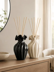 1pc Creative Pleated Reed Diffuser Bottle, Wavy Ruffle Scent Bottle, Bathroom Bedroom Desktop Fragrance Decor, Home Spa Aromatherapy Container, Housewarming Gift - A - View 5