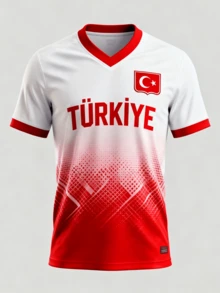 Türkiye Sport Inspired Football Jersey Casual Sports Short Sleeve Jersey - Nhiều màu - Xem 1