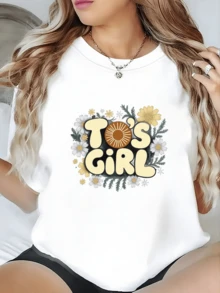 Cheerful Flowers Surrounding A Bright Sun Symbolize Energy, Optimism, And Joy, Creating A Positive Message For Free And Confident Women. A Modern, Comfortable, Casual Women's T-Shirt For Everyday Wear. - 白色 - 查看 6