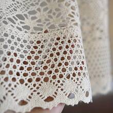 1PC Short Curtain With Japanese-Style Linen Patchwork Crochet Design,Small Window Curtains For Kitchen,Apartment Kitchen Drapes,Kitchen Window Valancem,Cafe Style Half Curtains-Rod Pocket Process - Beige - View 7