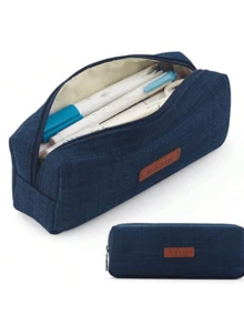 Hộp đựng bút một lớp dung tích lớn, hộp bút vuông bằng vải cotton và lanh dành cho học sinh trung học cơ sở, túi đựng văn phòng phẩm đơn giản cho học sinh, đồ dùng học tập cho năm học mới. - Nhiều màu - Xem 11