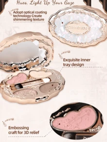 CHEERFLOR 4-Color Western Retro Eyeshadow Palette With Mirror, Matte And Shimmer Textures, Highly Pigmented, Smooth And Lightweight, Portable Design, Includes Highlighter, Contour And Blush - #CFR312 - View 8