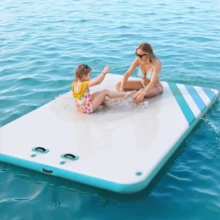 Ultra-Stable Inflatable Floating Platform For Lakes, Pools, And The Sea – Non-Slip Surface, Durable PVC, Includes Bag, Pump, And Ladder – Ideal For Water Sports – Various Sizes - Blue and White - View 5