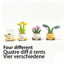 4 Styles Cartoon Potted Plant Car Decor, Slip-Resistant Base Design, Dual Use For Car Interior & Desktop, Universal Fit - Cartoon Bonsai - View 7