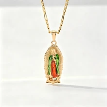 1pc Our Lady Of Guadalupe Necklace Vintage Gold - Plated Colorful Pendant Prayer Protection Accessory For Women - Guadalupe - View 10