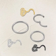 20G 6入組 7mm 鼻釘 3mm CZ 鋯石不鏽鋼鼻環，適合鼻翼穿刺，小巧舒適，適合日常佩戴、工作與睡眠，男女通用 - 銀色 - 查看 7