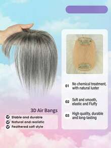 Women's Short Bob Hair Topper Piece, Suitable For Thin Hair, Side Part With Bangs, Covers Gray Hair, Straight Hair, Increases Hair Volume - Multicolor - View 9