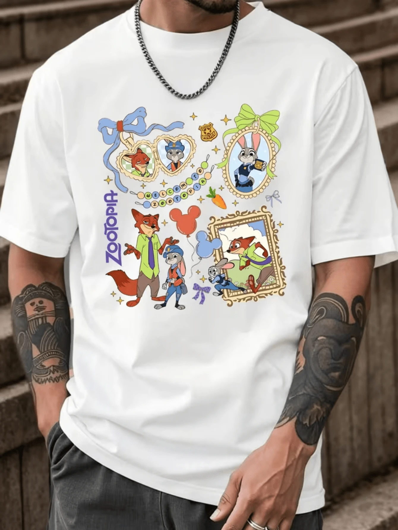 (Disney Licensed)Disney Zootopia Men's 100% Cotton Oversized Graphic T-Shirt, Judy Hopps & Nick Wilde Collage Print Crew Neck Short Sleeve Casual Streetwear Tee, Cute Police1 Bunny & Fox Pure Cotton Summer Top, Mens Clothes, Men, Ropa De Hombre, Summer Clothes, Men Shirts, Graphic Tees, Disney Outfits Men, Graphic Tees, Camisetas Para Hombre, Camisas Para Hombre, Summer Outfits For Men, Father's Day Gift, Perfect Gift For Family And Friends, Which Are Necessary For Birthday Parties, Disney Shirts, Mens Clothes, Summer Clothes, Officially Licensed Disney T-Shirts, Disney Men's And Women's Spring/Summer Fashion Casual Short-Sleeve T-Shirts - trắng - Xem 1