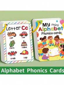 26片幼兒字母閃卡 - 雙面拼音學習卡，附字母與圖片，適合3-6歲兒童的幼兒園與小學教育玩具，教室與居家教學輔助工具 - 彩色 - 查看 1