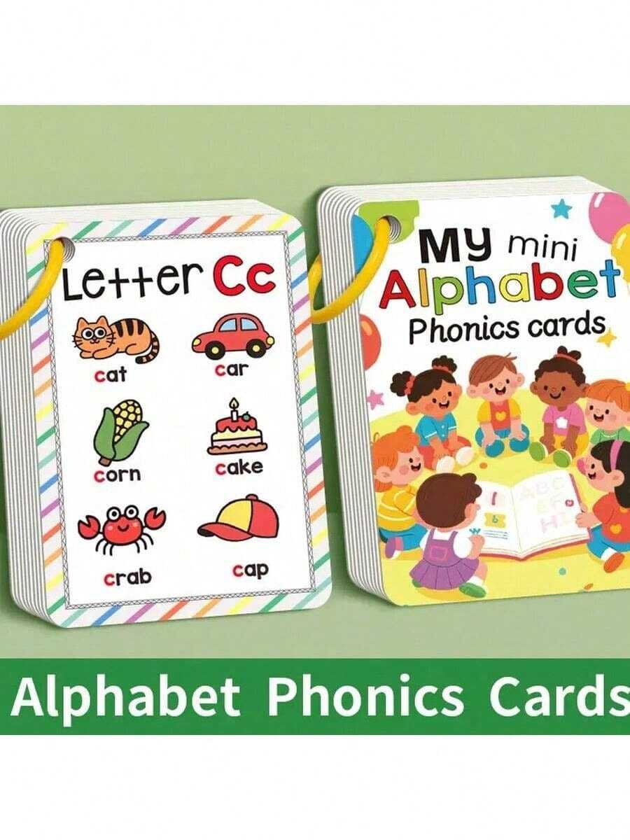 26片幼兒字母閃卡 - 雙面拼音學習卡,附字母與圖片,適合3-6歲兒童的幼兒園與小學教育玩具,教室與居家教學輔助工具 - 彩色 - 查看 1