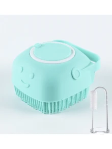 Bộ dụng cụ tắm cho thú cưng 2 món, gồm bàn chải gội đầu và bàn chải đánh răng, bàn chải tắm massage bằng silicon, găng tay massage tắm cho chó và mèo có ngăn chứa dầu gội, thích hợp làm dụng cụ chăm sóc lông cho chó và mèo. - Nhiều màu - Xem 11