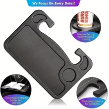 1Pc 2-In-1 Black Steering Wheel Tray. Sturdy Hard Plastic, Durable And Anti-Deformation. Holds Meals, Laptops And Drinks. Easy To Mount, Fits Most Cars For Parking Use. - Multicolor - View 6