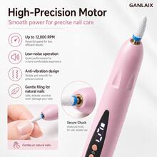 GANLAIX 二合一電動美甲鑽機與UV凝膠固化燈，5速便攜式美甲拋光筆，正反轉旋轉，Type-C充電，320mAh，低噪音，適用於凝膠去除與美甲藝術 - 彩色 - 查看 7