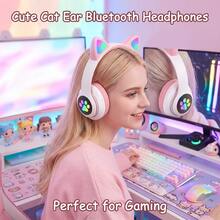 Kids Learning Cat Ear Bluetooth 6.0 Headphones With LED Glowing Light, Foldable Wireless Over-Ear Headset, 400mAh Battery 24H Endurance, AUX TF Card Compatible With PC Laptop For Kids Adults - 查看 7