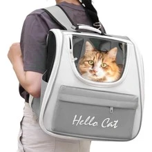 Transportadora Portátil para Gatos, Espaço Amplo para Animais de Estimação, Mochila para Gatos e Cachorros Pequenos, Transportadora Rígida Transparente e Totalmente Respirável para Gatos, Múltiplas Opções de Transporte para Gatos, Cachorros ou Coelhos para Viagens e Passeios - Multicolorido - Visão 15