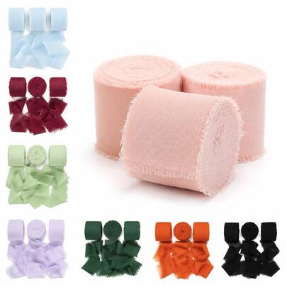3 cuộn ruy băng satin voan 3.8cm x 2.20m dùng cho bó hoa cưới, trang trí hoa, gói quà, trang trí nơ, quà tặng tự làm, mùa tựu trường, ngày Valentine.
