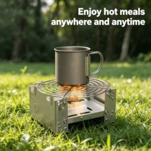 Stove Folding Emergency Camping Stove With Pot Support Rack, Ultra Lightweight & Easy To Use - A - View 3