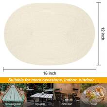 Alas Piring Anyaman Oval 12*18 Inci, Tatakan Gelas 4,72 Inci, Tersedia Berbagai Warna, Bahan Plastik, Dapat Dicuci, Alas Meja Isolasi Panas, Tatakan Gelas, Alas Vas, Dekorasi Meja, Cocok Untuk Pernikahan, Pesta Liburan, Dapur, Natal, Dekorasi Pesta Tahun Baru - Putih Gading - View 4