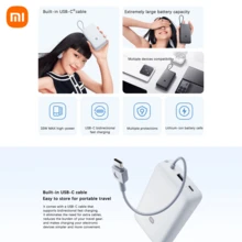 Xiaomi بنك طاقة شاومي 20000 ملي أمبير مع كابل شحن مدمج، شحن سريع 33 واط، شاحن محمول للهواتف الذكية والأجهزة اللوحية والأجهزة المحمولة - رمادي غامق - مشاهدة 4
