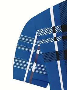 Dynamic Plaid Pattern Symbolizing Confidence And Modern Energy With Contrasting Lines Reflecting Strength And Focus 3D Printed Boys POLO Shirt For Men Casual Short Sleeve Classic Collar - Multicolor - View 4