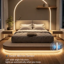 2 Modes Sensor LED Light Strip, Constant On Or Auto Sensor, Multiple Lengths Available, USB Powered Warm White Light Home Decor, Battery Not Included - Motion Sensor LED Strip - View 2