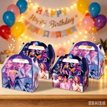 6 piezas Cajas de regalo estilo estético K-Pop Y2K, Cajas de regalo portátiles con personajes de dibujos animados lindos con asas, Adecuadas para eventos con temática K-Pop y cajas de dulces con temática de colección de fans - Multicolor - Ver 2