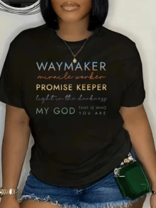 Palabras coloridas que inspiran fe esperanza y energía transmiten fuerza interior y confianza bajo cualquier circunstancia simbolizando luz y propósito en la vida camiseta de mujer moderna cómoda y elegante para uso diario - Negro - Ver 1
