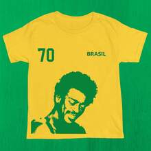 Brazilian Popular Music (MPB) Classics T-Shirt, Fan Style, 100% Cotton, Premium Print - 黃色 - Seu Jorge - 查看 3