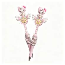 Bút bi đính hạt Sanrio (1 chiếc) - Bút bi giả ngọc trai thời trang | Thiết kế "Đũa thần" chủ đề sở hữu trí tuệ của Sanrio (Điểm nhấn ngôi sao và cánh) | Thân bút màu hồng/xanh chuyển sắc - Lý tưởng cho học sinh và viết nhật ký | Quà sinh nhật nhỏ - Bút cánh sao - Xem 5