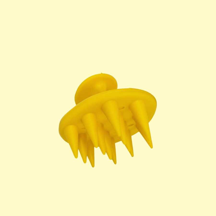 Silicone Scalp Massager And Shampoo Brush - Mustard - View 1