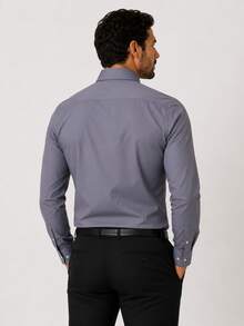 Rand paul Men's Long Sleeve Shirt - Slim Fit Slightly Stretchy - Màu xám đen - Xem 2
