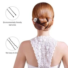 50pcs Women's Elegant Versatile Metal Hair Clips, 5-9cm Metal Invisible Hair Pins, Black U-Shaped Ladies Hair Clips Set, Flamenco Dance Party Accessories Comb, Easy Slouchy Hairstyle Comb, Ladies Hair Styling Tools, Hair Comb, Side Comb - U-shaped Hairpin - View 9