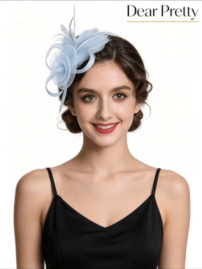 1PC Feather Fascinator Headband, Women's Tea Party Hat, Suitable For Kentucky Derby, Cocktail Parties, Weddings, Brides, Etc., Can Be Worn As A Headband Clip, Suitable For Women, Girls' Birthdays, Mother's Day Gifts, Mini Hats, Fascinators, Mini Top Hats, Mini Hats, Etc., Can Also Be Used As Study Supplies, Gifts, Hair Accessories, Showing Elegant Temperament, Suitable For Holiday Dressing, Rave Parties, Dinner Parties, Etc.