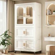 Closet Organizers And Storage,Folding Wardrobe Cabinet,Multi-Purpose Storage,Folds Flat For Storage,Seasonal Clothing Storage Cabinet,Closet Storage Bins With Dividers For Clothes, Plastic Storage Bin, Plastic Storage Bin With Clear Window & Lid, Clothing Organizer, Closet Organization For Drawer Organization, Stackable And Easy Install,Bedroom Storage Cupboard For Clothes,Short-Term Rental Ready,Apartment Saver - 彩色 - 查看 11