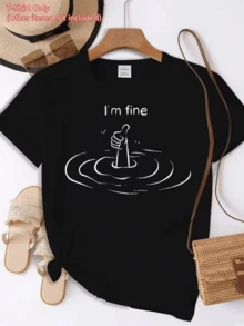 Una mano que surge del agua mostrando un gesto positivo simboliza la fuerza interior y la capacidad de mantener la calma ante las dificultades camiseta de mujer casual con frase motivadora cómoda y moderna - Negro - Ver 8