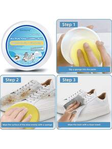 1/2Pcs Multipurpose Cleaning And Stain Removal Paste, Shoe Cleaning Cream, Multipurpose Cleaning Cream, White Shoe Cleaner With Sponge White Shoe Cleaner, Solid Shoe Stain Removal Paste - / - View 4