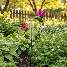 Butterfly Dragonfly Pattern Metal Rain Gauge Outdoor Garden Yard Decor Measurement Tool Rust Resistant Design - A - View 7