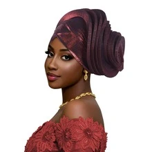 African Style Headscarf, Layered With Rhinestone Trim, Coated With Hood, Traditional African Women Headwrap, Personalized Elastic Headpiece - Other Colors for Style B - View 17