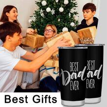 1個 20盎司保溫不鏽鋼隨行杯，Best Dad Ever 極簡黑色旅行咖啡杯，雙層真空保冷12小時保溫6小時，適用車用杯架，父親節生日退休禮物，送給爸爸、繼父、丈夫、男士，戶外露營燒烤適用 - 黑色 - 查看 11