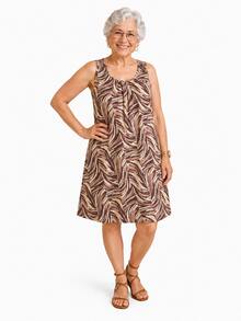 Paula Flower Grandma's Dress - Traditional Dress In Cool Knit Fabric (Liganete) - Printed - 查看 2