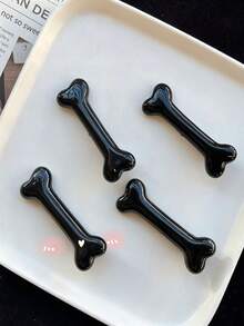 4个可爱狗狗骨头和鸭嘴造型多功能侧刘海/夹式发夹，适合节日和派对佩戴 - 白色 - 查看 7