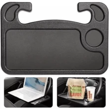 1Pc 2-In-1 Black Steering Wheel Tray. Sturdy Hard Plastic, Durable And Anti-Deformation. Holds Meals, Laptops And Drinks. Easy To Mount, Fits Most Cars For Parking Use. - Multicolor - View 1