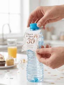 10pcs/30pcs/50pcs Custom Water BOTTLE TAGS For Wedding Reception (Small Size) Personalized With Names And Event Date Tag . Will Fit Most Small Cap Bottles Water Bottle Labels Suitable For Weddings, Parties, Birthdays, Baptisms, And Other Events - Multicolor - View 5