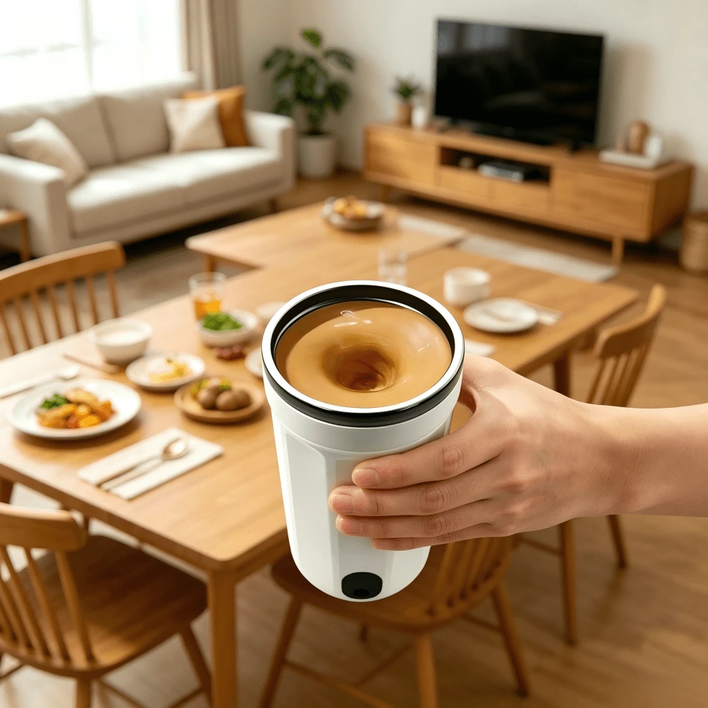 New Automatic Stirring Cup With Temperature Display, 400mAh Rechargeable 316 Stainless Steel Inner Liner, Coffee Powder Protein Powder Shaker Cup - Multicolor - View 1